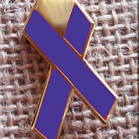 Heart Purple Ribbon Lapel Pin