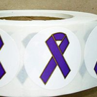 2" Purple Ribbon Stickers - Roll of 1,000