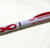 HIV Awareness and Prevention. Take The Test and Take Control. Red Ribbon Grip Pen