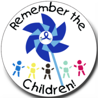 "Remember the Children Pinwheel" Stickers -  Roll of 1000