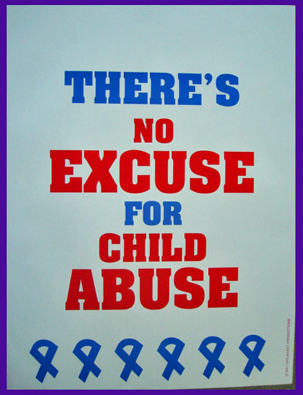 There's No Excuse For Child Abuse Blue Ribbons - Poster