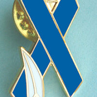 Blue Ribbon Pin w/Feather