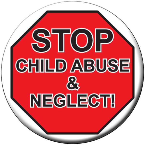Stop Sign/Child Abuse - Button