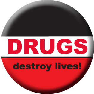 "DRUGS DESTROY LIVES"  Awareness Button