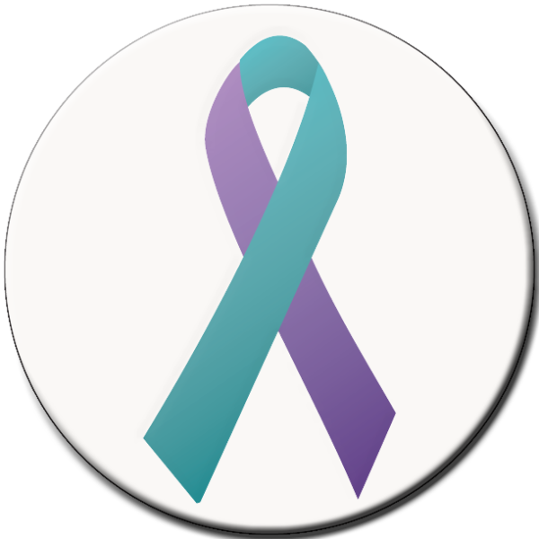 TEAL/PURPLE Ribbon - Roll of 1000 Stickers