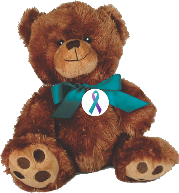 10" Plush Embroidered Teddy Bear with button of your choice.