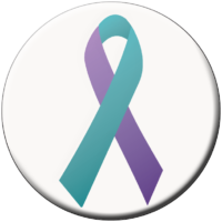 PURPLE/TEAL Ribbon Button