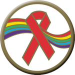 RAINBOW RED RIBBON - 3" Button