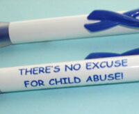 THERE'S NO EXCUSE FOR CHILD ABUSE- BLUE RIBBON CLIP PEN