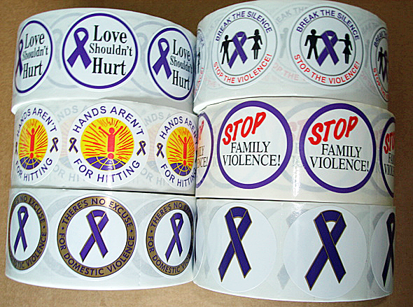 *STICKER SALE-Choose any 3 Rolls  of our DV Awareness Stickers, only $48.95 per roll.