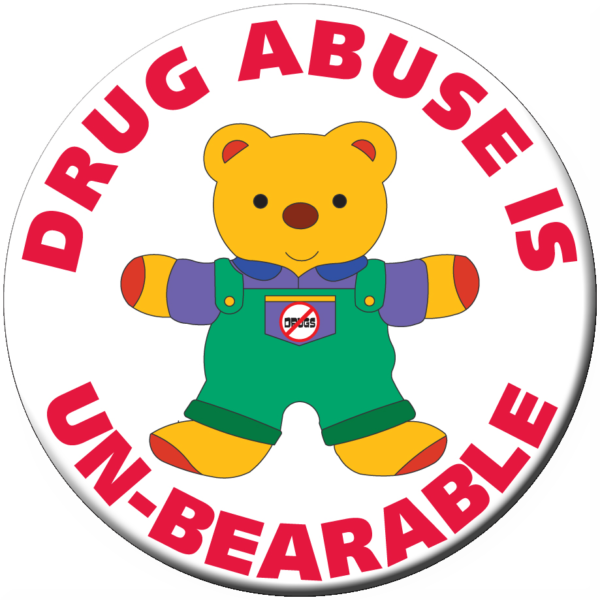 "DRUG ABUSE IS UN-BEARABLE" Red Ribbon Teddy Bear