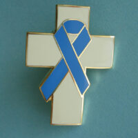 Cross Blue Ribbon - Lapel Pin