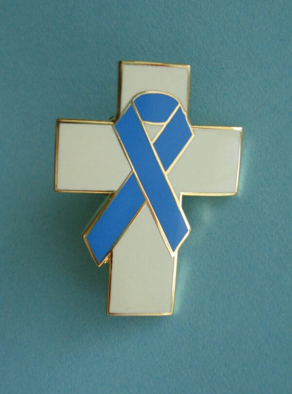 Cross Blue Ribbon - Lapel Pin